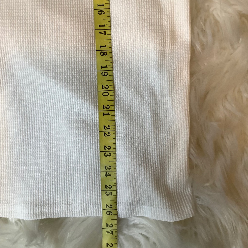 MIHOLL White Mock Neck‎ Waffle Knit Dainty Boho Lace Sleeve Blouse Top Women's M - Picture 10 of 11